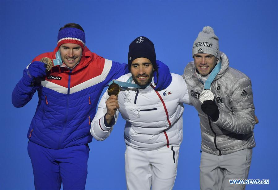 (SP)OLY-SOUTH KOREA-PYEONGCHANG-BIATHLON-MEN'S 15KM MASS START-MEDAL CEREMONY