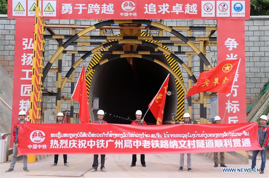 LAOS-OUDOMXAY-CHINA-LAOS RAILWAY-2ND TUNNEL-BREAKTHROUGH