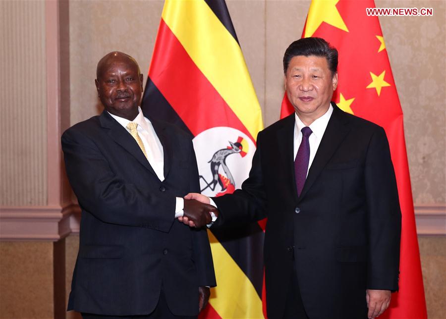 SOUTH AFRICA-JOHANNESBURG-CHINA-XI JINPING-UGANDA-MUSEVENI-MEETING 