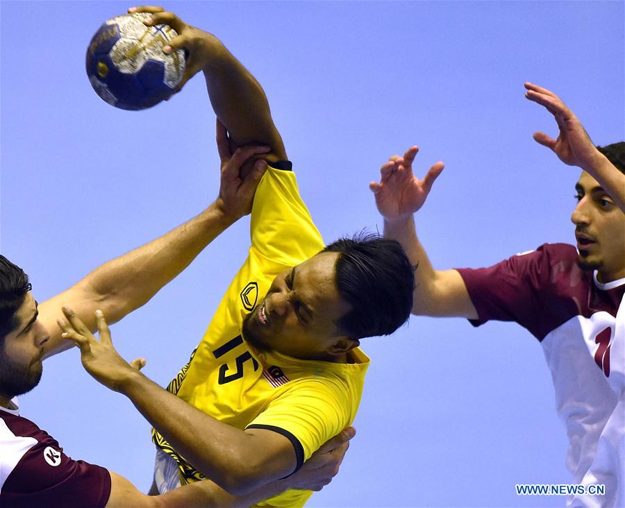 (SP)INDONESIA-JAKARTA-ASIAN GAMES-HANDBALL-MALAYSIA VS QATAR