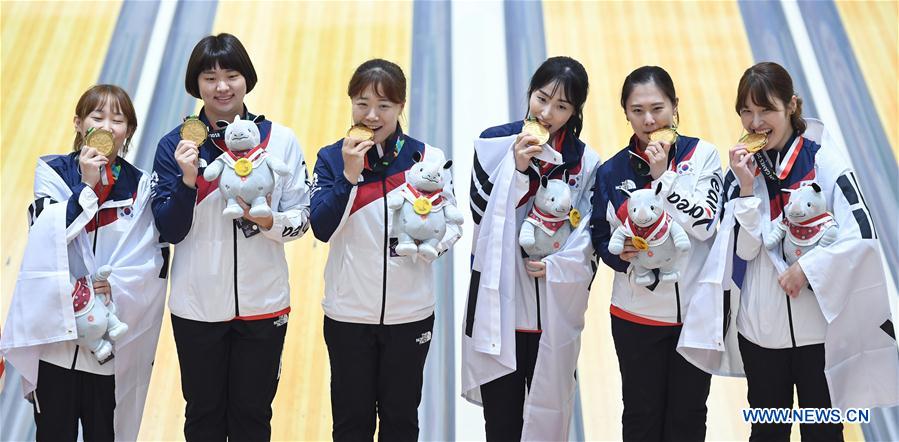 (SP)INDONESIA-PALEMBANG-ASIAN GAMES-BOWLING-WOMEN'S TEAM OF SIX