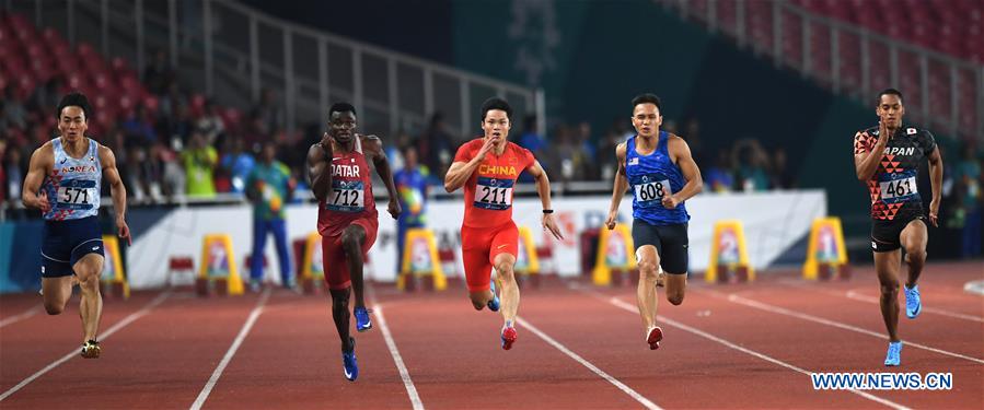 (SP)INDONESIA-JAKARTA-ASIAN GAMES-ATHLETICS-MEN'S 100M SEMIFINAL