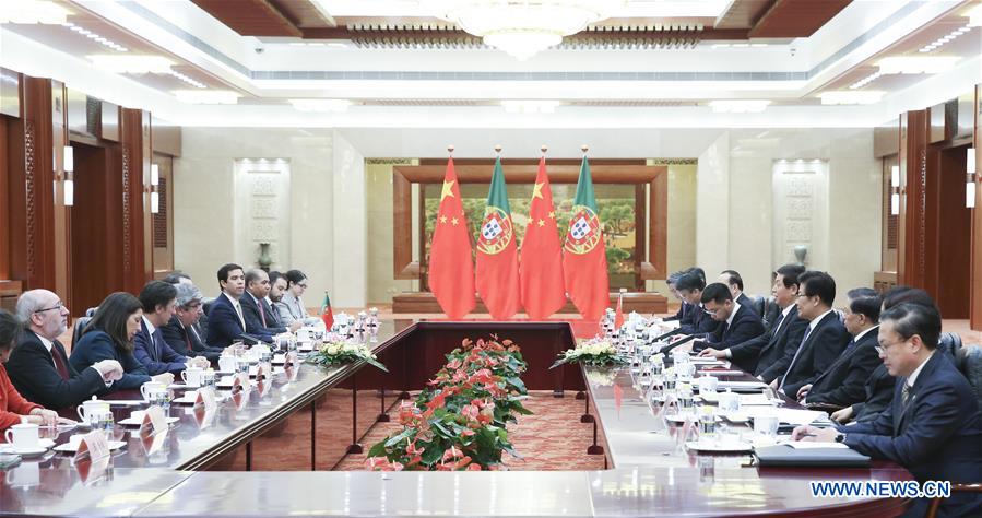 CHINA-BEIJING-LI ZHANSHU-PORTUGUESE PARLIAMENT PRESIDENT-TALKS (CN)