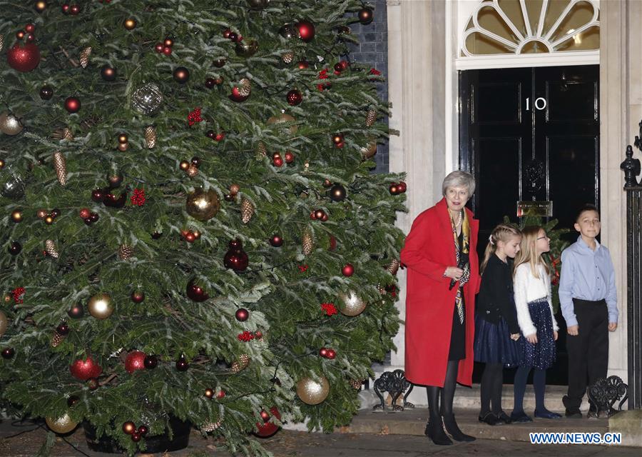 BRITAIN-LONDON-THERESA MAY-CHRISTMAS TREE LIGHT-SWITCH ON