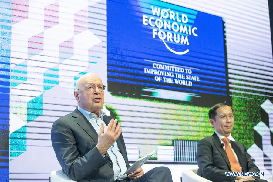 SWITZERLAND-DAVOS-WEF-KLAUS SCHWAB-ALIBABA-DANIEL ZHANG-CONVERSATION