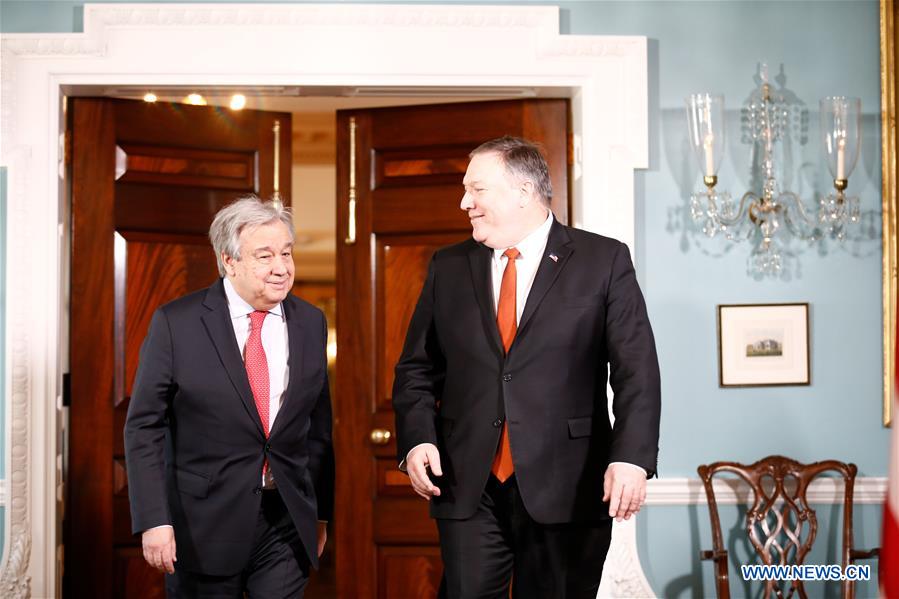 U.S.-WASHINGTON D.C.-POMPEO-ANTONIO GUTERRES-MEETING