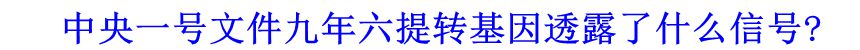 中央一號文件九年六提轉基因透露了什么信號?