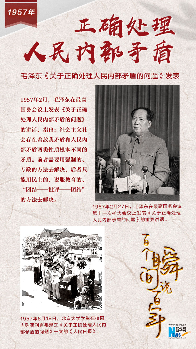 1957，正確處理人民內(nèi)部矛盾