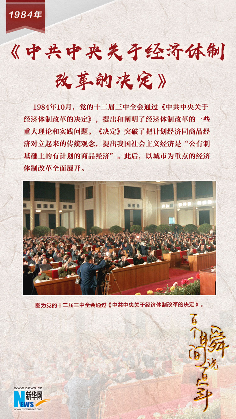 1984，《中共中央關(guān)于經(jīng)濟體制改革的決定》